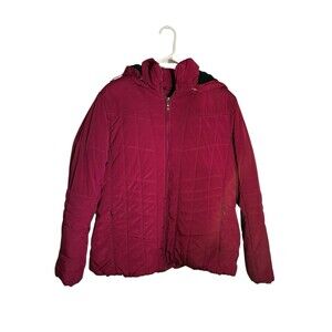 Women's S&B Active Maroon Full Zip Puffer Coat. Size X-Large. 2 Zip Pocket.